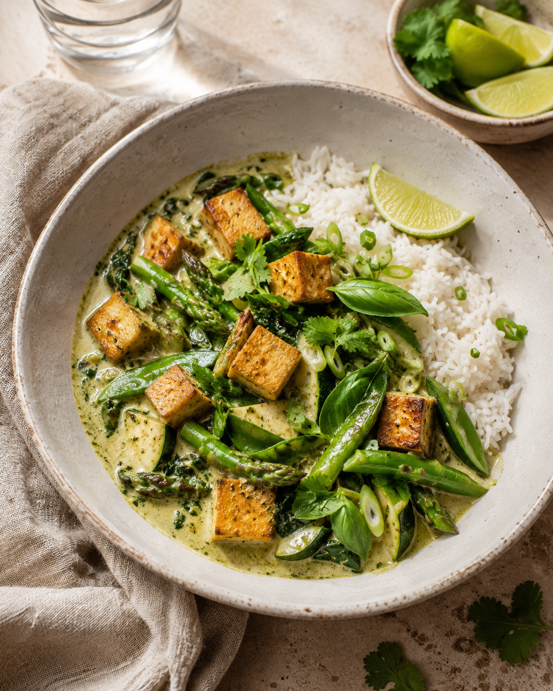 Coconut Green Curry with Tofu & Spring Vegetables