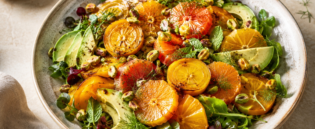 Golden Beet, Citrus & Avocado Salad with Pistachios