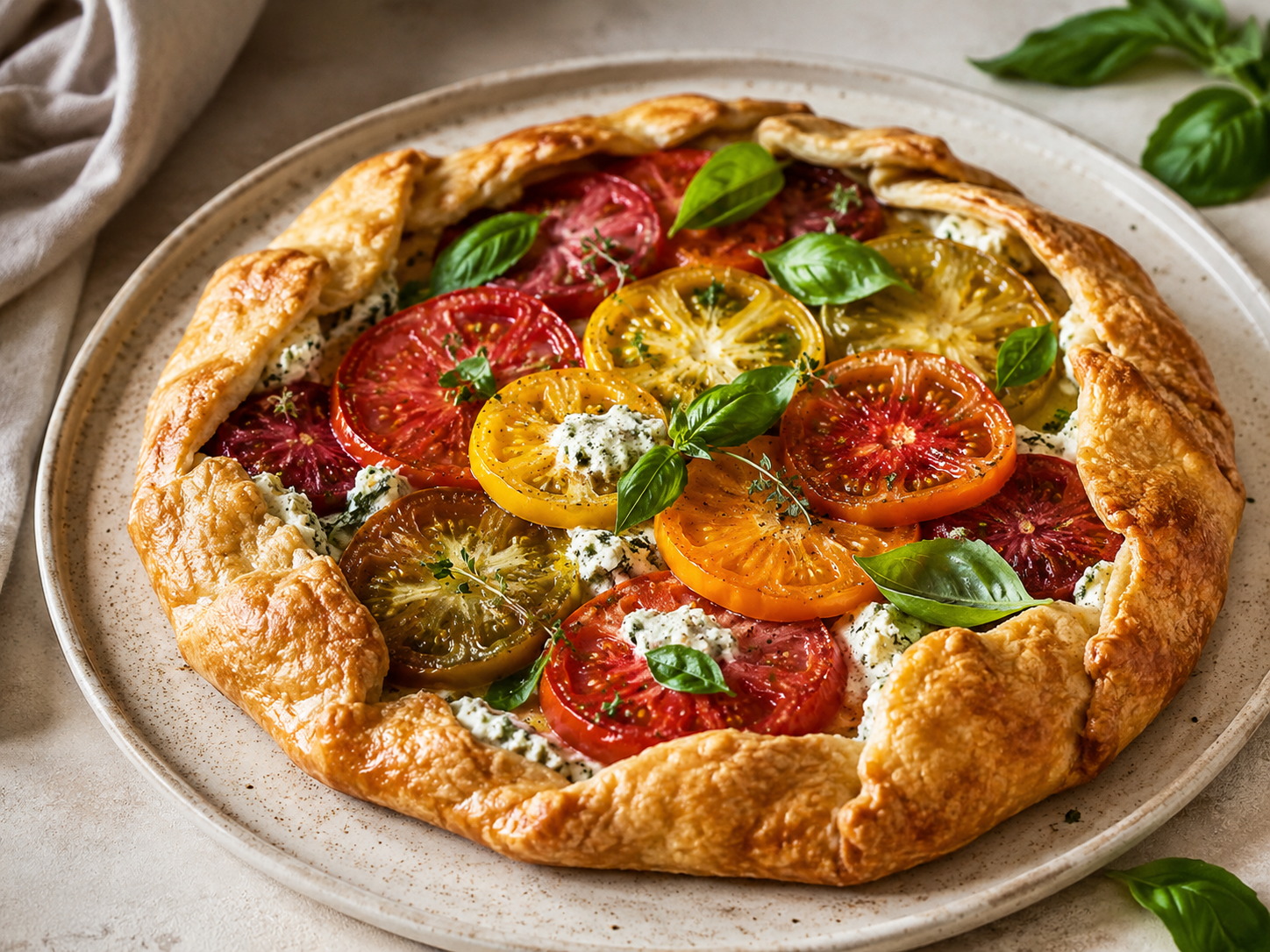 Heirloom Tomato Galette with Basil Ricotta
