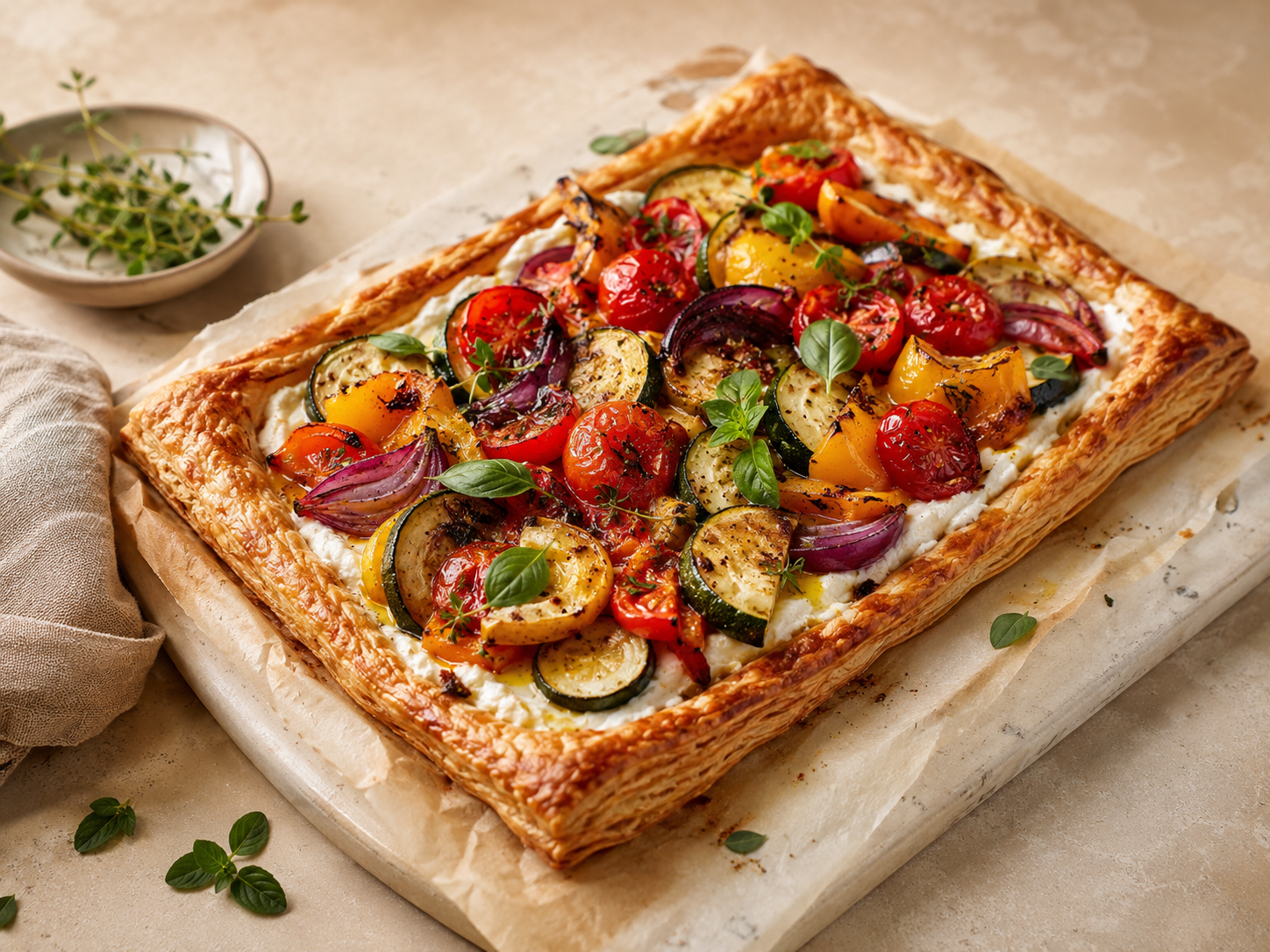 Roasted Vegetable & Whipped Feta Tart