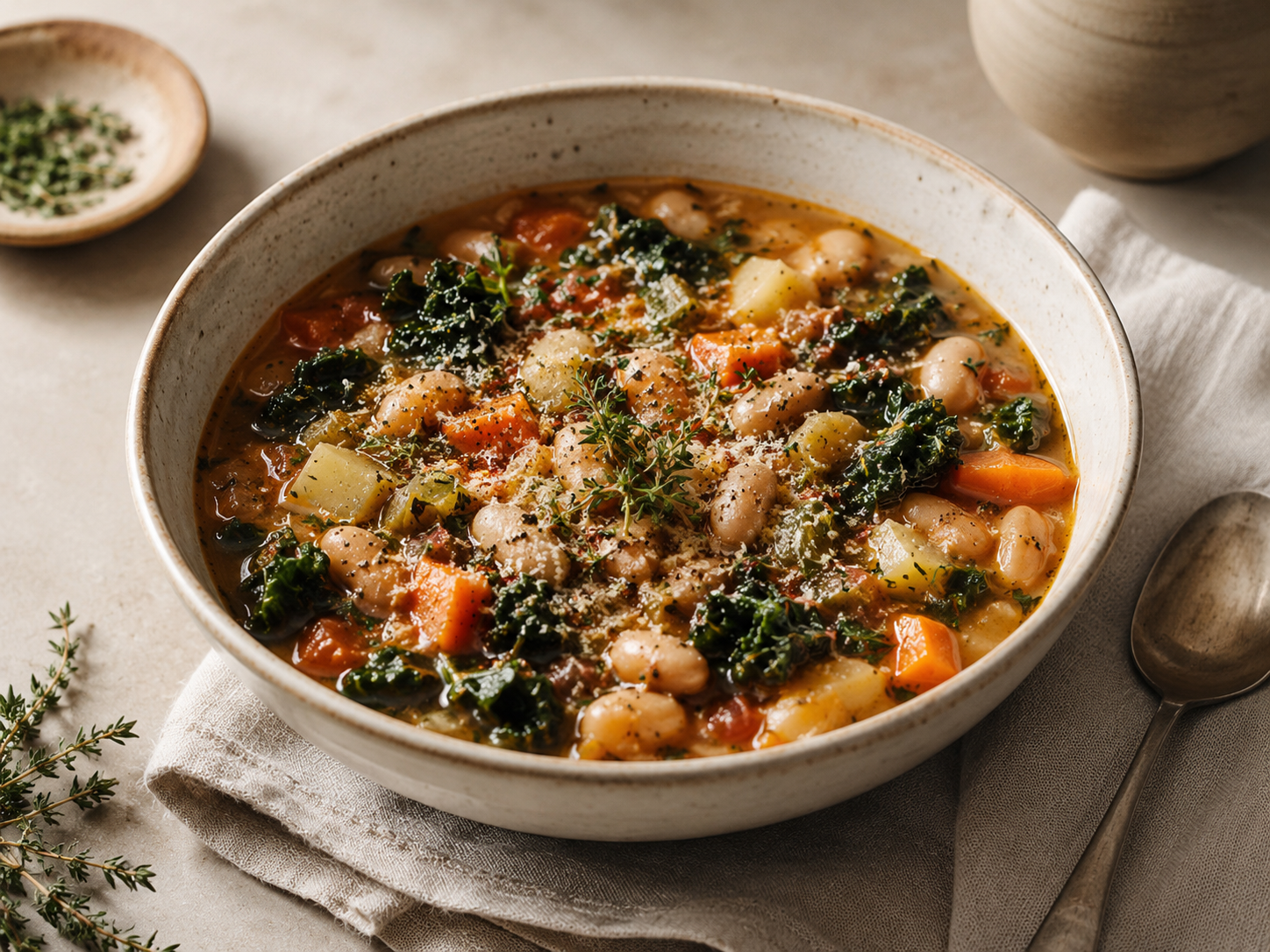 Rustic White Bean, Kale & Vegetable Stew